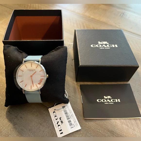 Coach Perry Women's Blue Leather Strap Watch - Picture 3 of 7